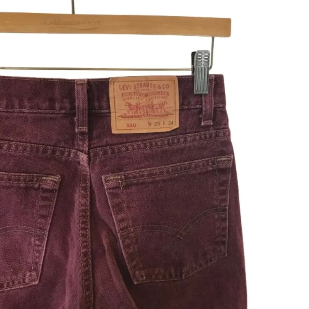 Levi's Mens Size 29 29x34 Wine Purple 550 Vintage 90s 100% Cotton Denim Jeans